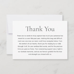 Tarjeta de agradecimiento funeral por año de apoyo