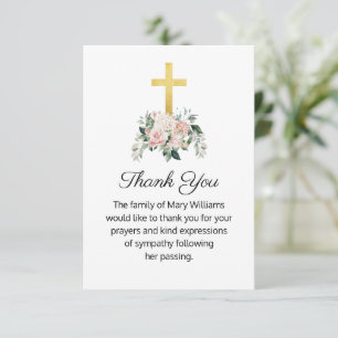 Tarjeta De Agradecimiento Funeral Religioso Cristiano Floral Gracias