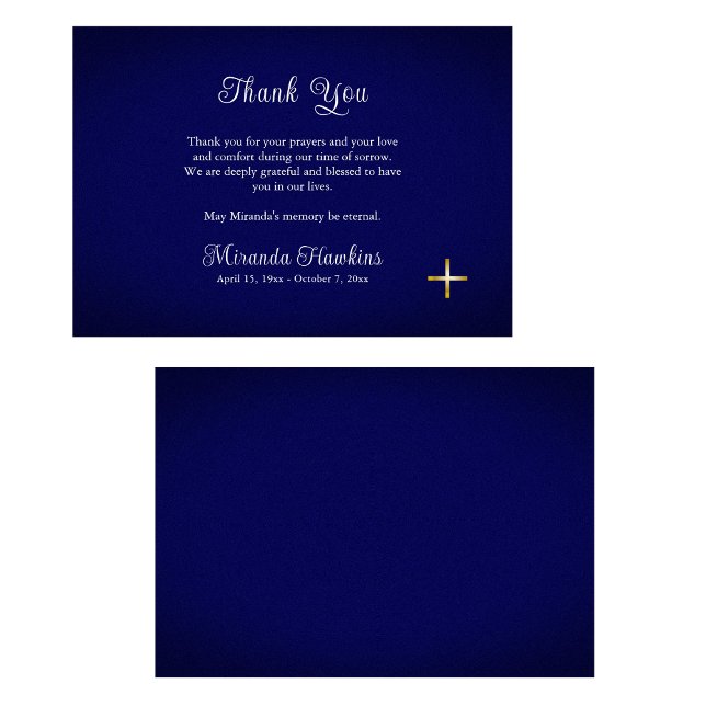Tarjeta De Agradecimiento Funeral rico azul simple ortodoxo cristiano (Subido por el creador)