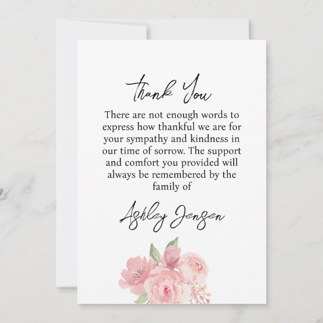 Tarjeta de agradecimiento funeral Rosa de simpatía (Reverso)