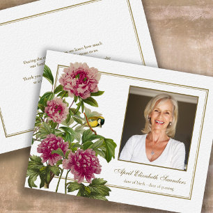 Tarjeta De Agradecimiento Funeral Rosa Floral Fotografía Simpatía Gracias Ta