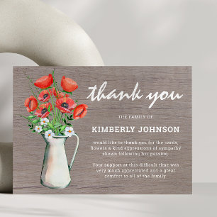 Tarjeta De Agradecimiento Funeral Rustic Florals Gracias Cartas