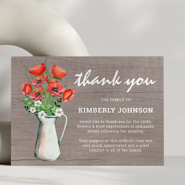 Tarjeta De Agradecimiento Funeral Rustic Florals Gracias Cartas (Subido por el creador)