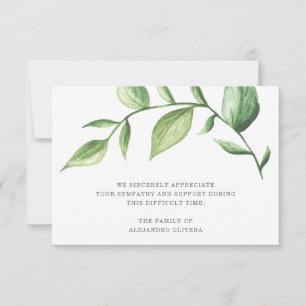 Tarjeta De Agradecimiento Funeral Rústico Elegante De Verdor