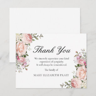 Tarjeta De Agradecimiento Funeral Rústico Floral Rosa Rosa