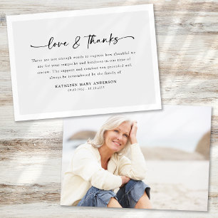 Tarjeta De Agradecimiento Funeral simple de foto manuscrita