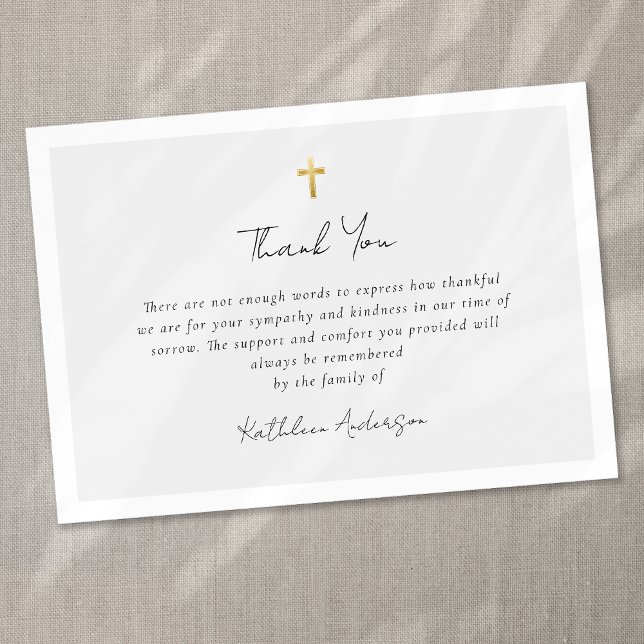 Tarjeta De Agradecimiento Funeral simple de la cruz dorada (Subido por el creador)