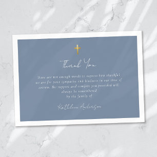 Tarjeta De Agradecimiento Funeral simple de la cruz dorada
