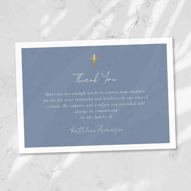 Tarjeta De Agradecimiento Funeral simple de la cruz dorada (Subido por el creador)