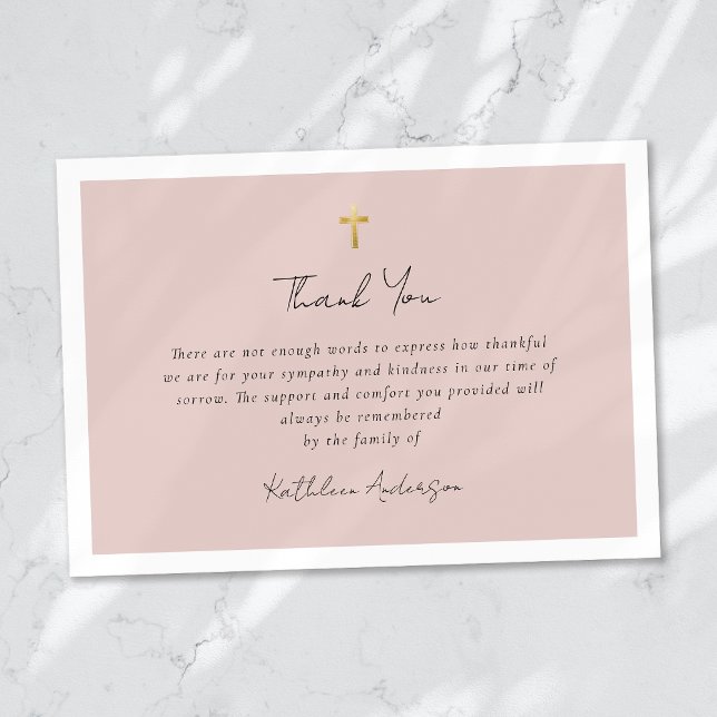 Tarjeta De Agradecimiento Funeral simple de la cruz dorada (Subido por el creador)