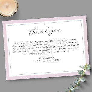 Tarjeta De Agradecimiento Funeral simple de Personalizado cruzado con guión 