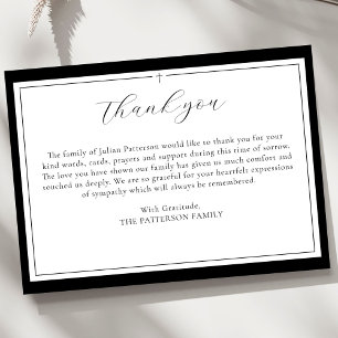 Tarjeta De Agradecimiento Funeral simple de Personalizado cruzado con guión