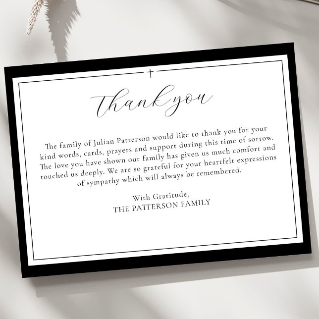 Tarjeta De Agradecimiento Funeral simple de Personalizado cruzado con guión  (Subido por el creador)
