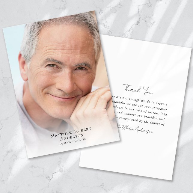 Tarjeta De Agradecimiento Funeral simple de simpatía por foto (Subido por el creador)