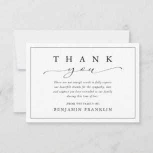 Tarjeta De Agradecimiento Funeral simple dedicado a la compasión por el recu