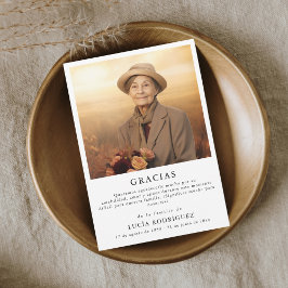 Tarjeta De Agradecimiento Funeral simple Gracias Foto Española