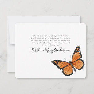 Tarjeta De Agradecimiento Funeral Simple Mariposa
