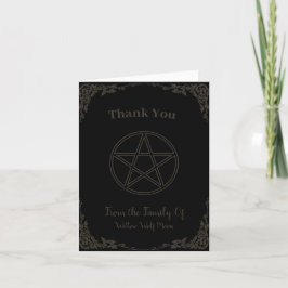 Tarjeta De Agradecimiento Funeral simple marrón y negro pagano