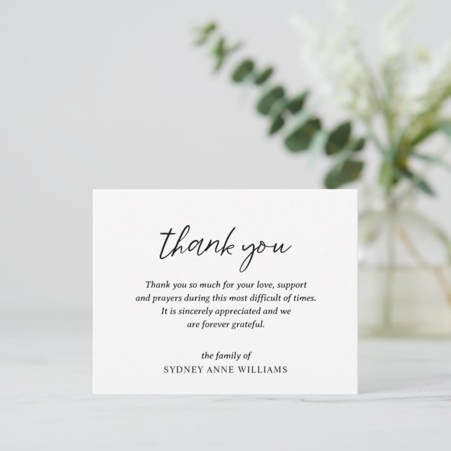 Tarjeta De Agradecimiento Funeral Simple Minimal Elegante (Anverso de pie)
