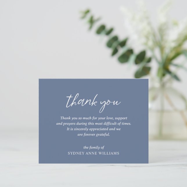 Tarjeta De Agradecimiento Funeral Simple Minimal Elegante (Anverso de pie)