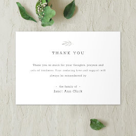 Tarjeta de agradecimiento funeral simple Personali
