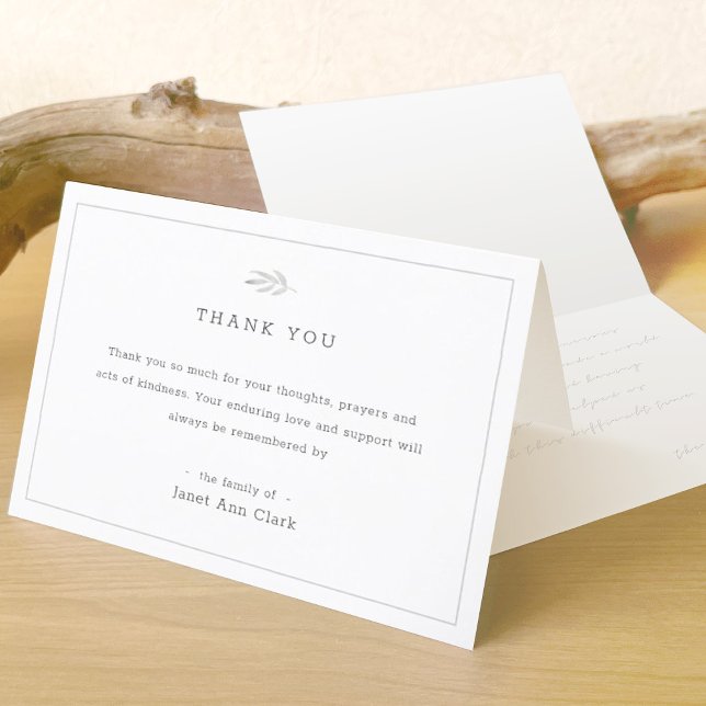 Tarjeta De Agradecimiento Funeral simple y elegante Personalizado y simpatía (Subido por el creador)