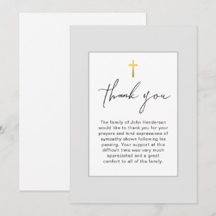 Tarjeta de agradecimiento funeral simple y gris su