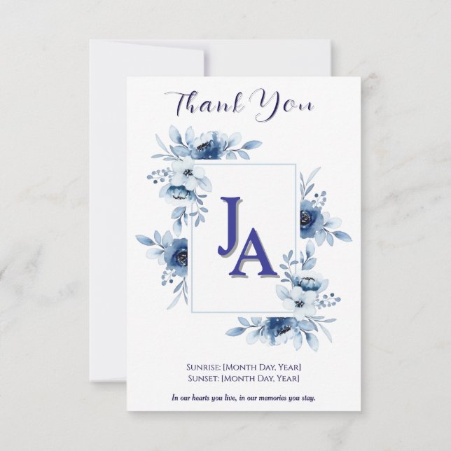 Tarjeta De Agradecimiento Funeral Thank You Card  (Reverso)