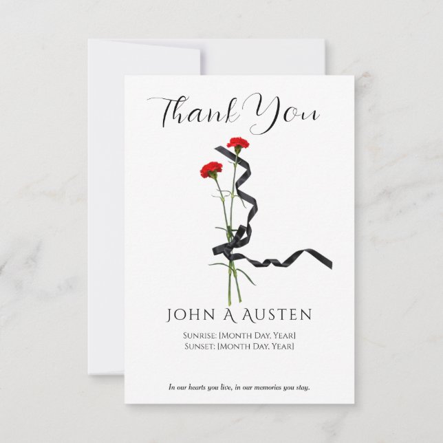 Tarjeta De Agradecimiento Funeral Thank You Card  (Reverso)