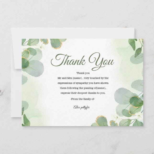 Tarjeta De Agradecimiento Funeral Thank You Card (Anverso)