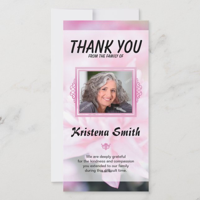 Tarjeta De Agradecimiento Funeral Thank You Sympathy Card (Anverso)