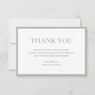 Tarjeta De Agradecimiento Funeral tradicional Sage Simple Green