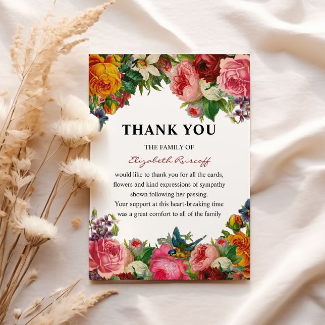 Tarjeta De Agradecimiento Funeral Vintage Floral (Subido por el creador)