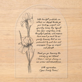 Tarjeta de agradecimiento funeraria con flor de ir
