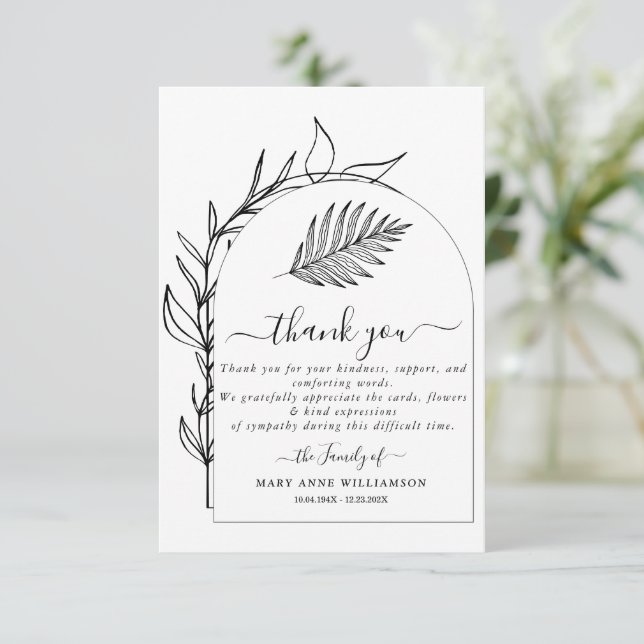 Tarjeta de agradecimiento funeraria mínima (Anverso de pie)