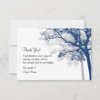 Tarjeta de agradecimiento funeraria - Navy & Grey 