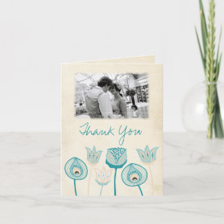 Tarjeta de agradecimiento funky azul turquesa marf
