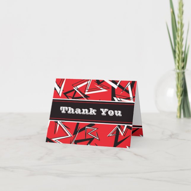 Tarjeta De Agradecimiento Funky Urban Red, Black, White Gracias Card (Anverso)