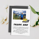 Tarjeta De Agradecimiento Funny 70, así que qué cita foto 70 cumpleaños<br><div class="desc">Gracioso 70 así que qué tarjeta de agradecimiento de la cita de la foto 70 cumpleaños. Un texto motivacional y divertido 70 Así que lo que es genial para una persona con sentido del humor. Agrega tu foto y tu nota de agradecimiento.</div>