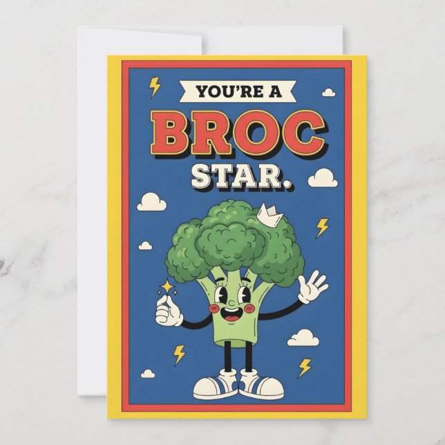 Tarjeta De Agradecimiento funny broccoli pun You’re a Broc Star food (Anverso)