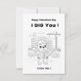 Tarjeta De Agradecimiento Funny Bulldog Construction "I Dig You" Coloring Ma