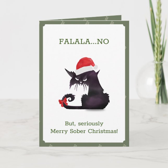Tarjeta De Agradecimiento Funny Cat Aovers Sober Navidades (Anverso)