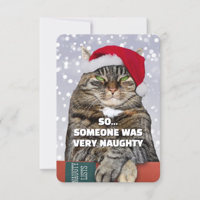 Tarjeta De Agradecimiento Funny cat mad at you Christmas card (Anverso)