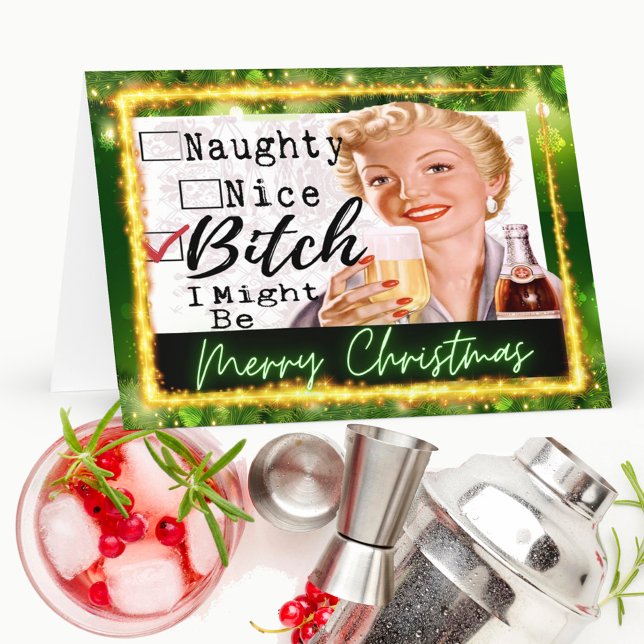 Tarjeta De Agradecimiento Funny Christmas Card Best Friend "Naughty? Nice?" (Subido por el creador)