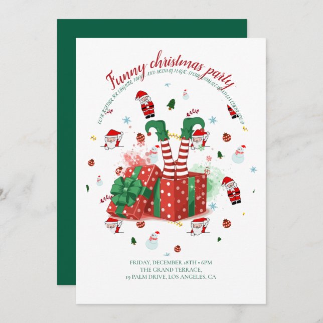 Tarjeta De Agradecimiento Funny Christmas Party Invitation (Anverso / Reverso)