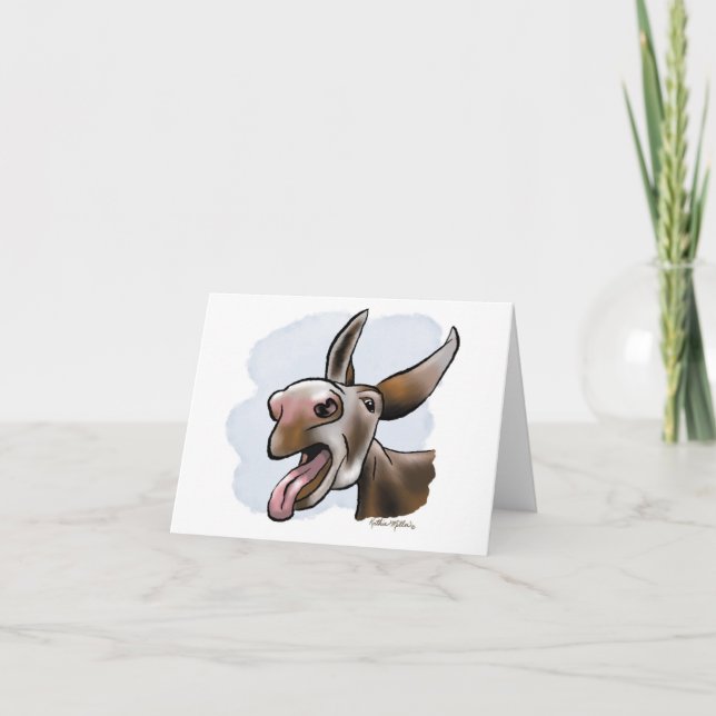 Tarjeta De Agradecimiento Funny Crazy Donkey Cartoon (Anverso)