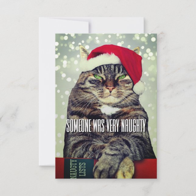 Tarjeta De Agradecimiento Funny cute angry cat Christmas card (Anverso)