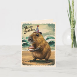 Tarjeta De Agradecimiento Funny Cute Capybara Feliz cumpleaños