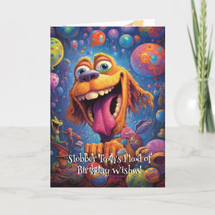 Tarjeta De Agradecimiento Funny Dog Monster: Cumpleaños de Slobber Tooth