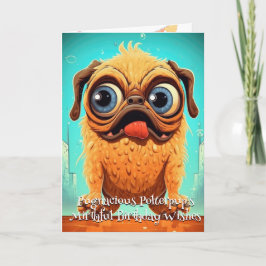 Tarjeta De Agradecimiento Funny Dog Monster: Pugnacious Polterpup Birthday